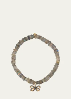 Sydney Evan14K Pave and Labradorite Bracelet with Double Bow Charm