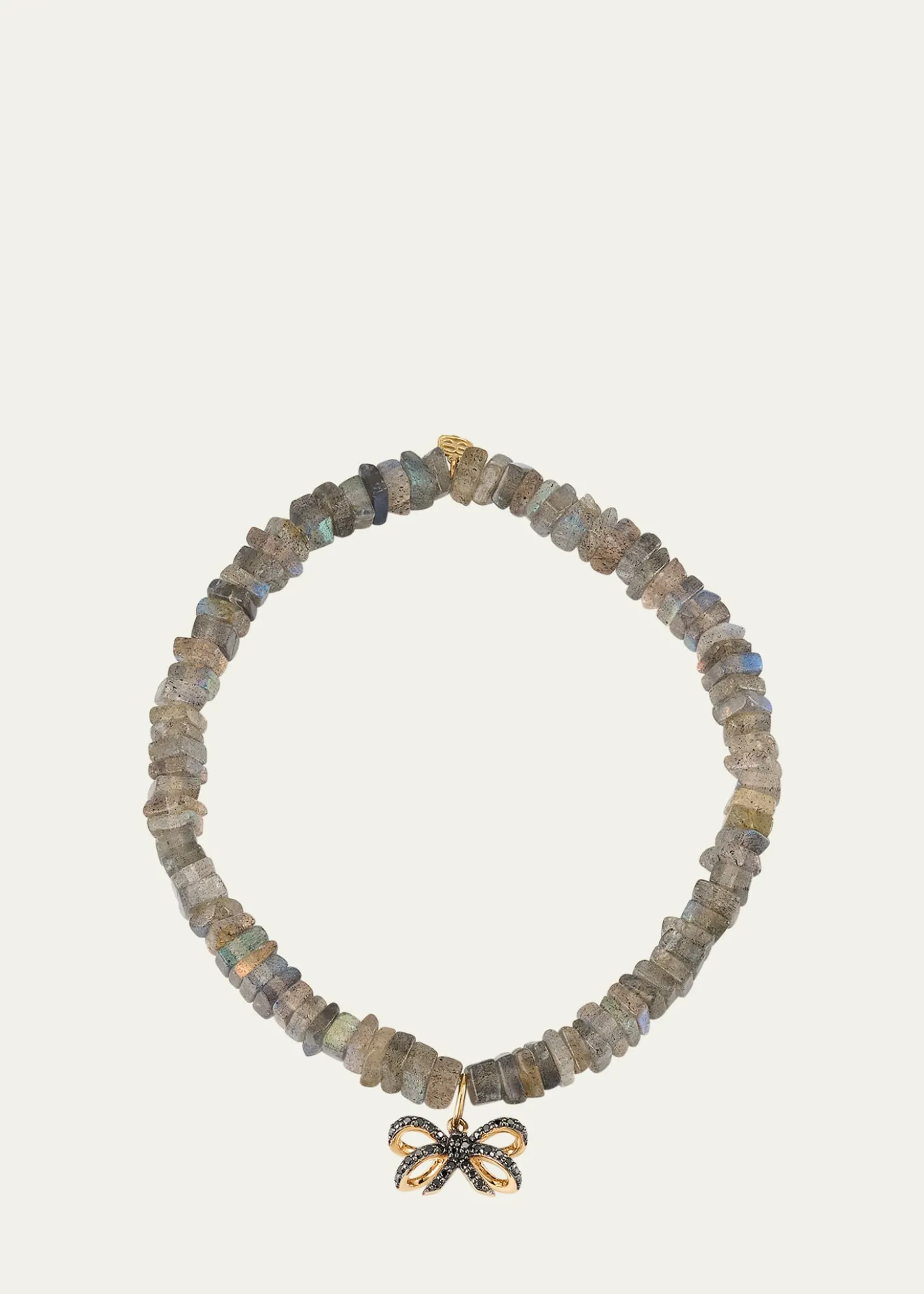 Sydney Evan14K Pave and Labradorite Bracelet with Double Bow Charm