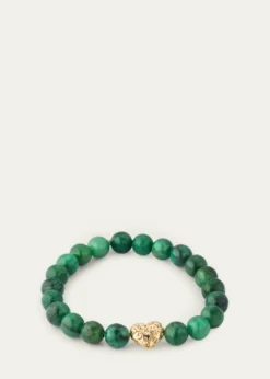 Sydney Evan14K Puffy Icon Wallpaper Heart on Green Bead Bracelet