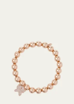 Sydney Evan14k Rose Gold Diamond Butterfly Bead Bracelet
