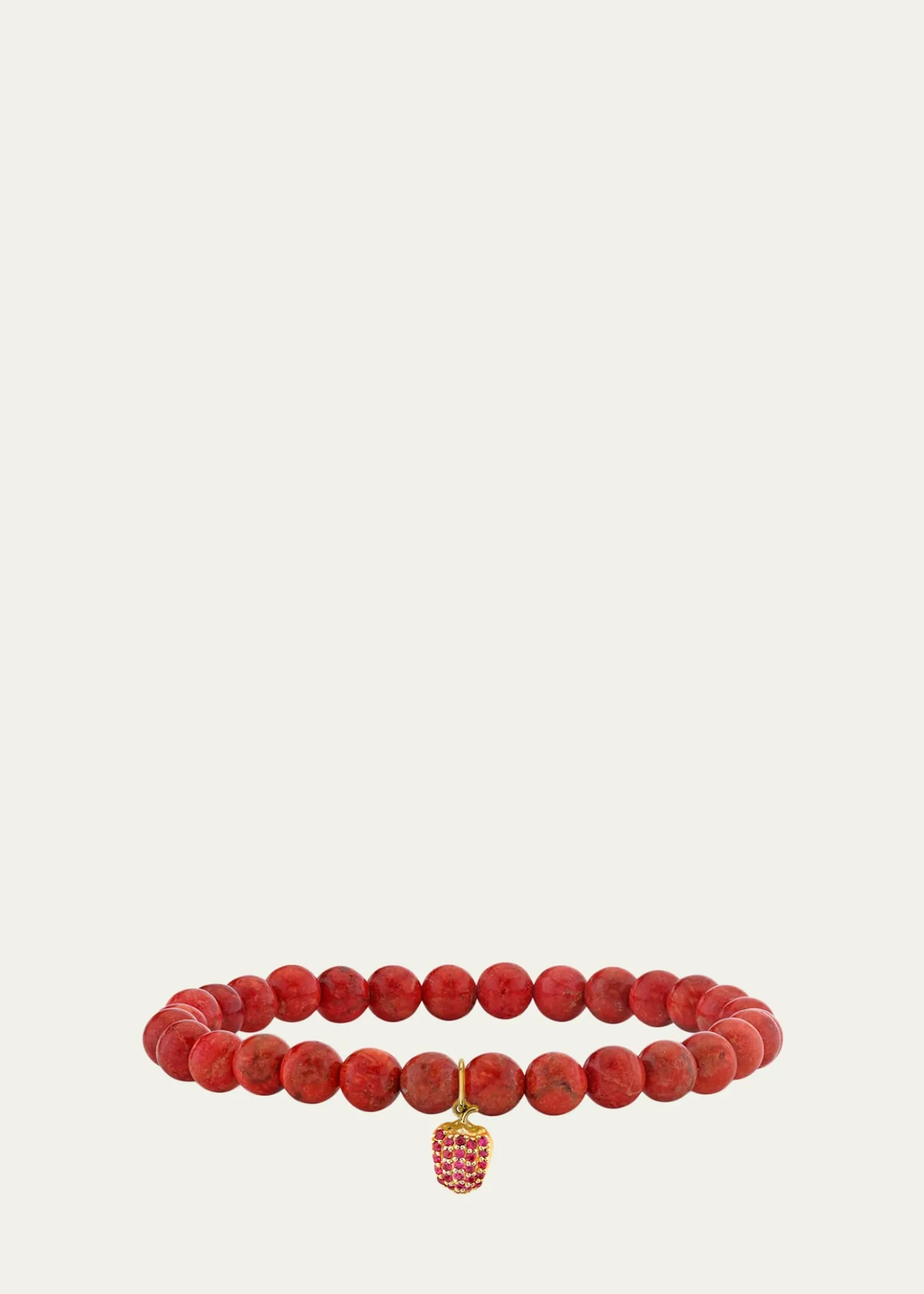 Sydney Evan14K Ruby Bell Pepper on Red Coral Stretch Bracelet