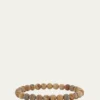 Sydney Evan14K Single Baguette Diamond on Jasper Stretch Bracelet