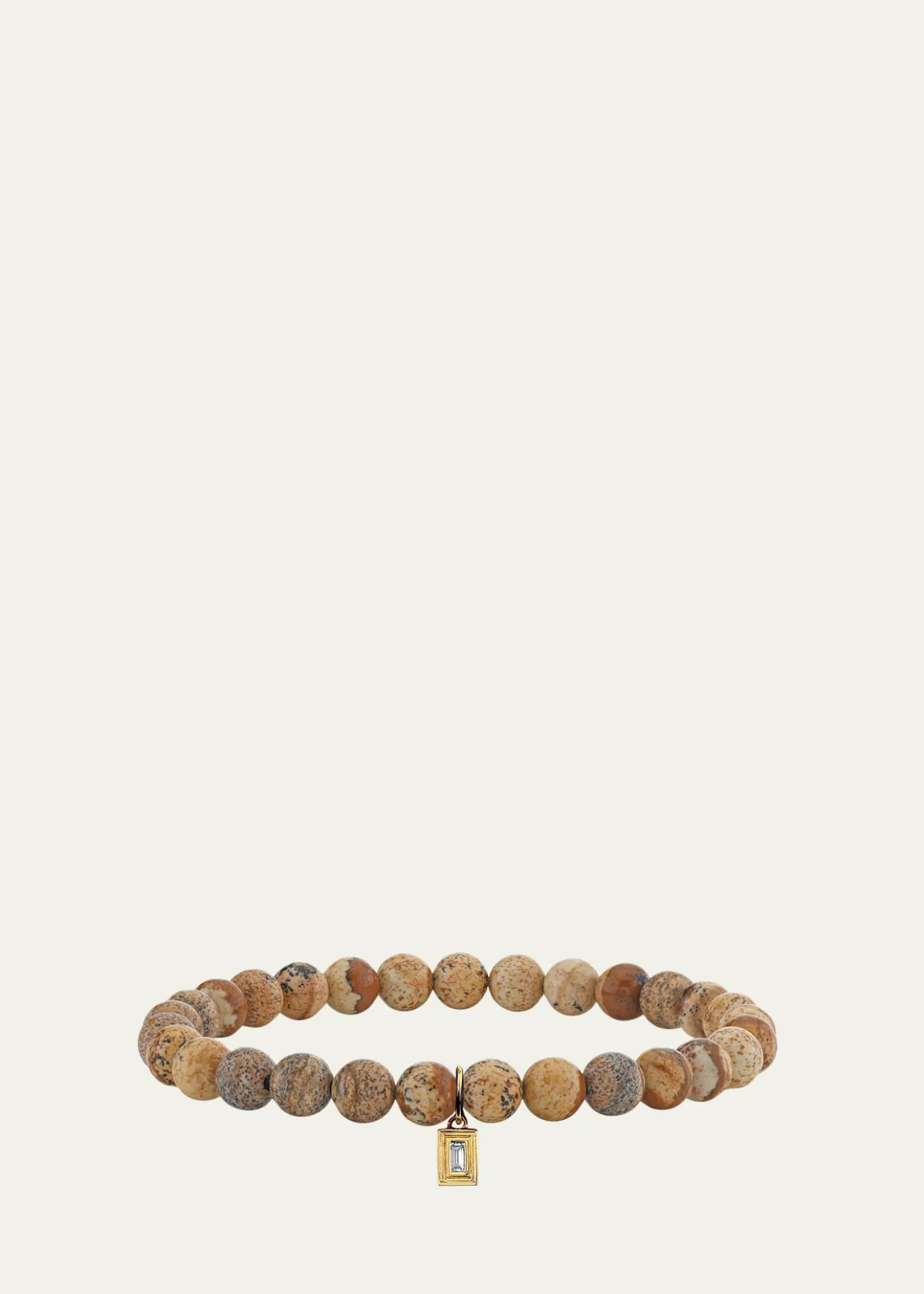 Sydney Evan14K Single Baguette Diamond on Jasper Stretch Bracelet