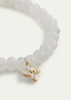 Sydney Evan14K Yellow Gold Marquis Diamond Flower Charm Bracelet