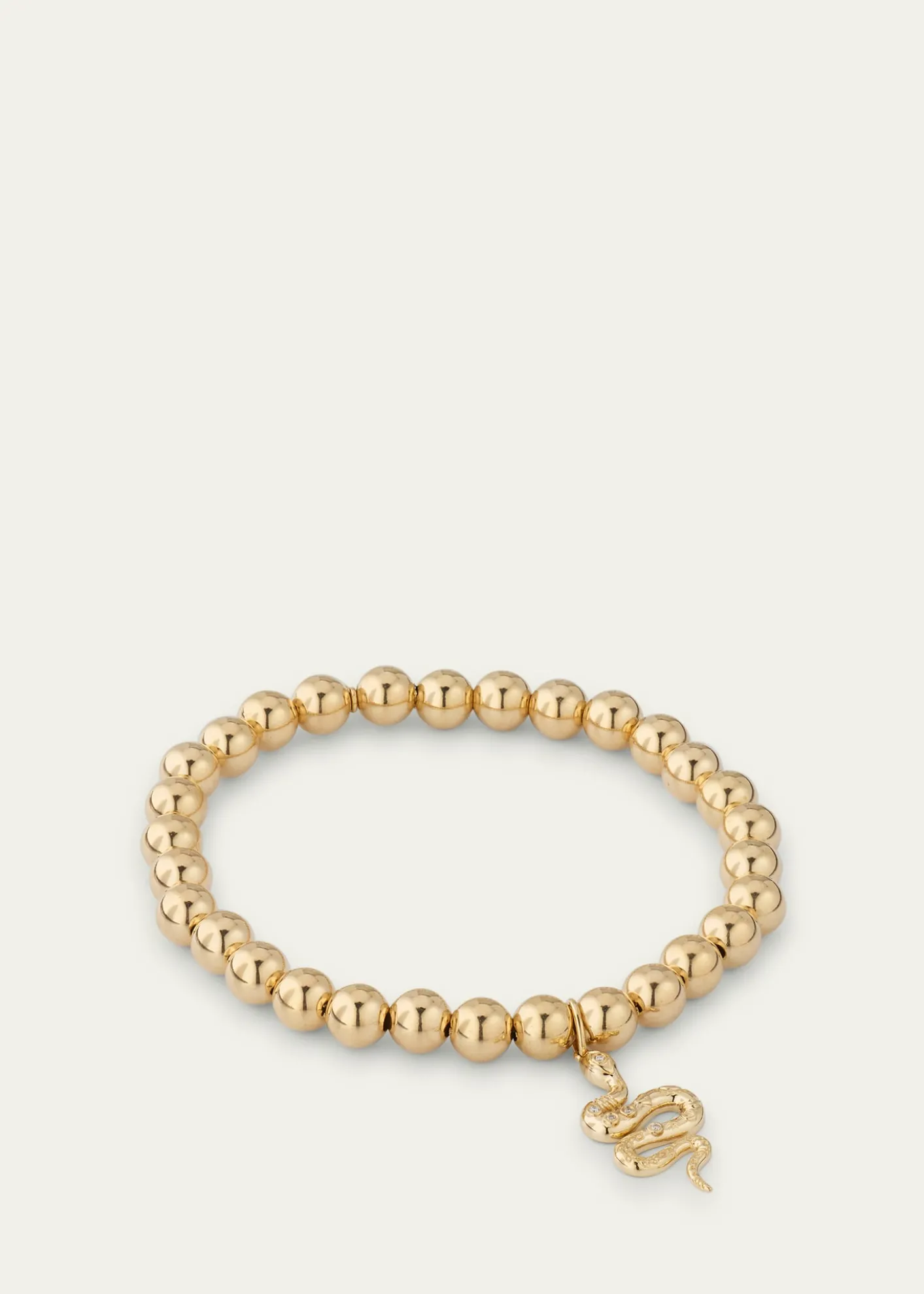 Sydney Evan14K Yellow Gold Etched Snake Charm Bead Bracelet