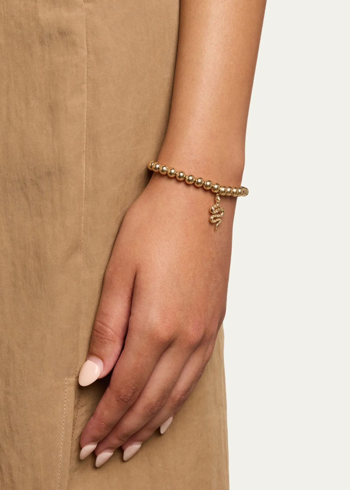 Sydney Evan14K Yellow Gold Etched Snake Charm Bead Bracelet