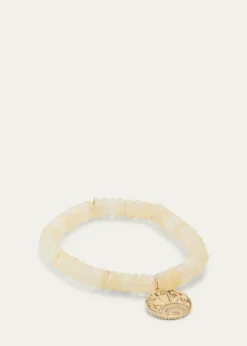 Sydney Evan14K Yellow Gold Small Pave Diamond Luck Coin Bracelet