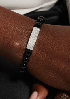 Sydney Evan8mm Black Onyx and Diamond Bar Bracelet