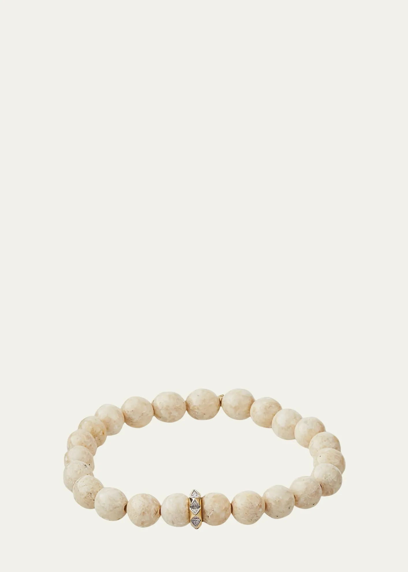 Sydney Evan8mm Cream Jasper Spike Spacer Stretch Bracelet