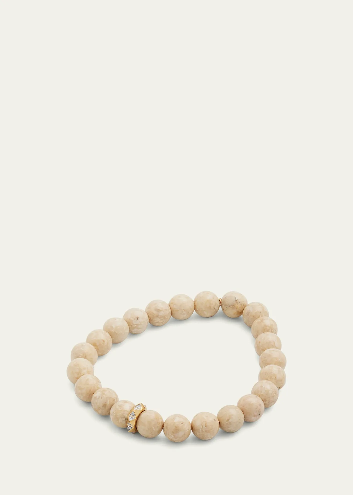 Sydney Evan8mm Cream Jasper Spike Spacer Stretch Bracelet
