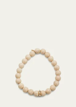 Sydney Evan8mm Cream Jasper Spike Spacer Stretch Bracelet