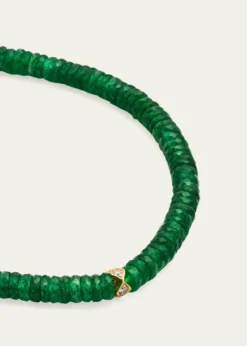 Sydney Evan4mm Diamond Eternity Rondelle on Green Aventurine Wheel Bead Bracelet