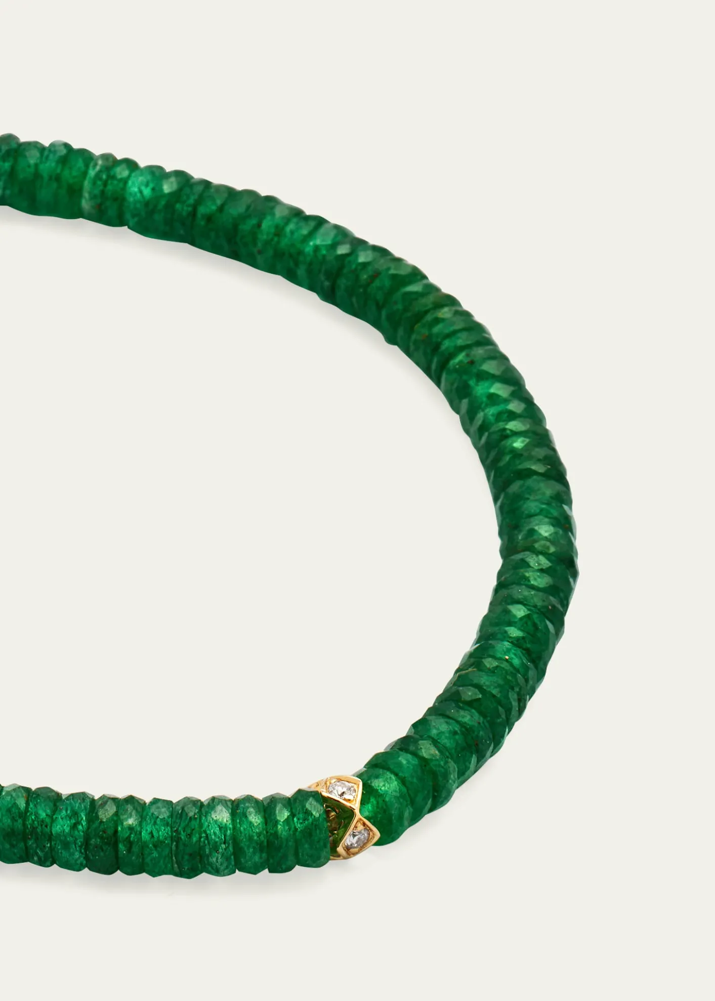Sydney Evan4mm Diamond Eternity Rondelle on Green Aventurine Wheel Bead Bracelet
