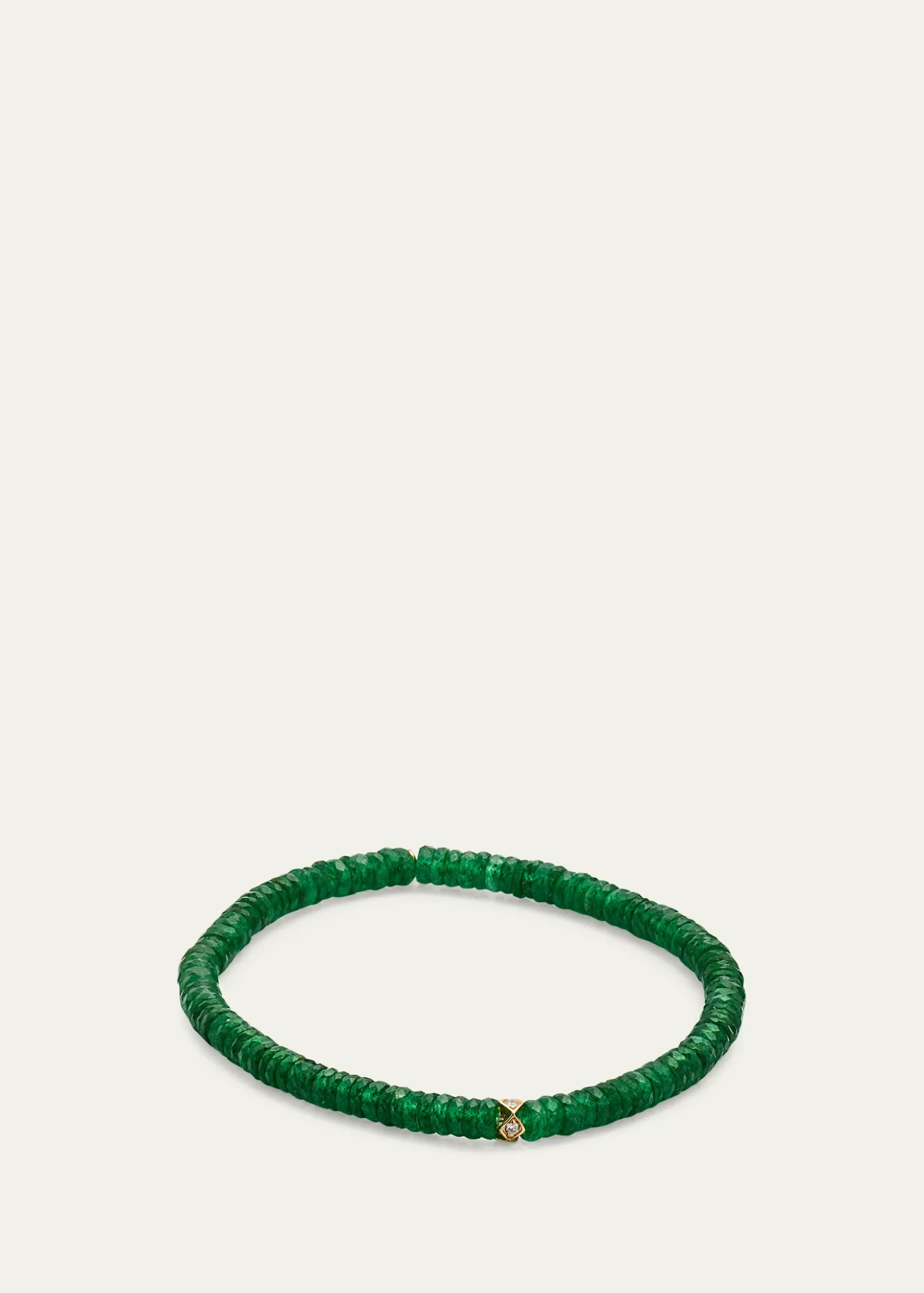 Sydney Evan4mm Diamond Eternity Rondelle on Green Aventurine Wheel Bead Bracelet