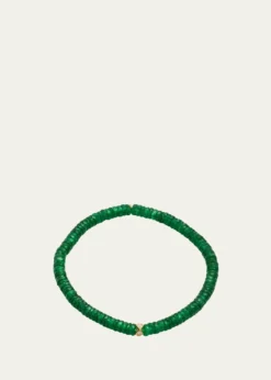 Sydney Evan4mm Diamond Eternity Rondelle on Green Aventurine Wheel Bead Bracelet