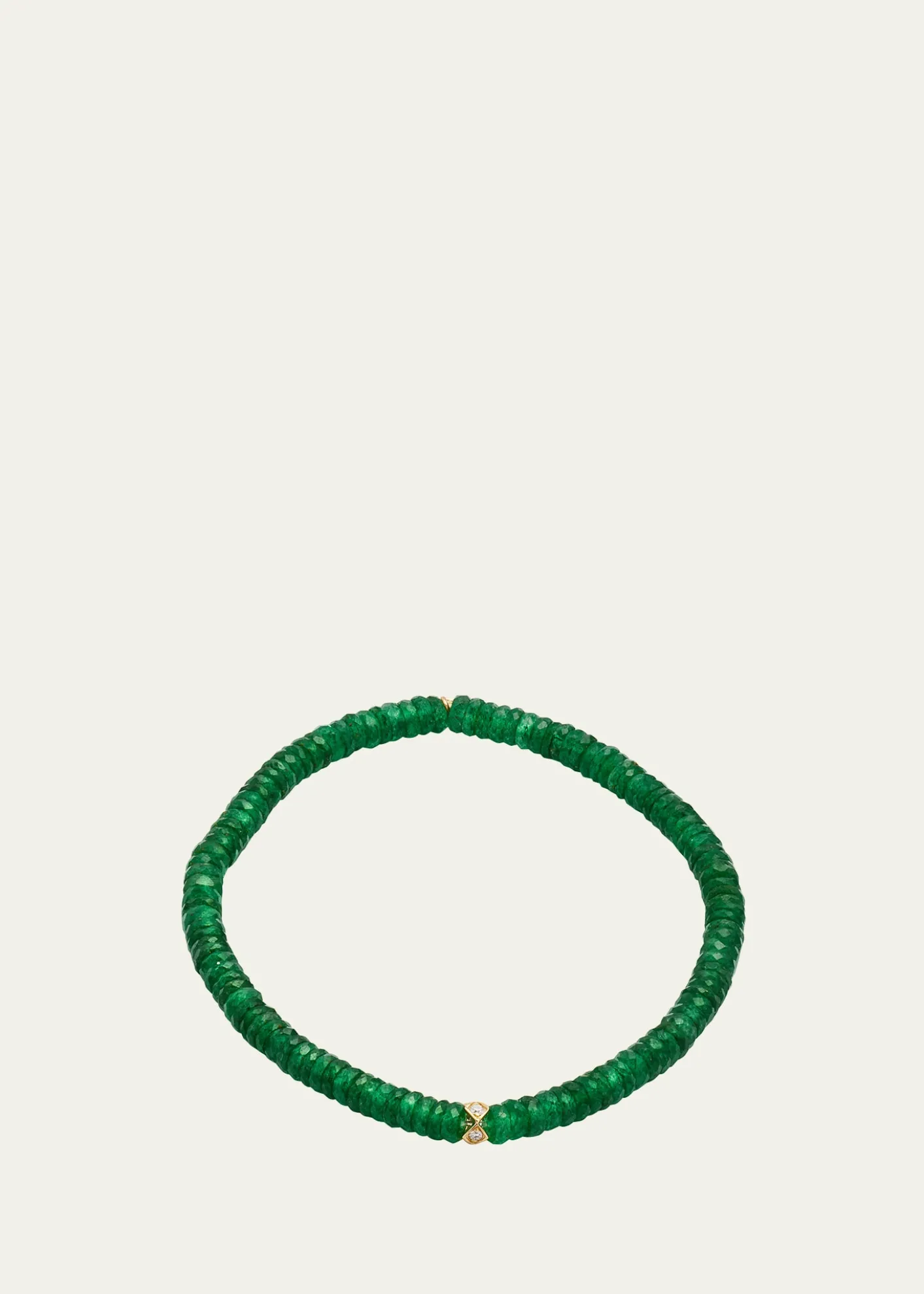 Sydney Evan4mm Diamond Eternity Rondelle on Green Aventurine Wheel Bead Bracelet