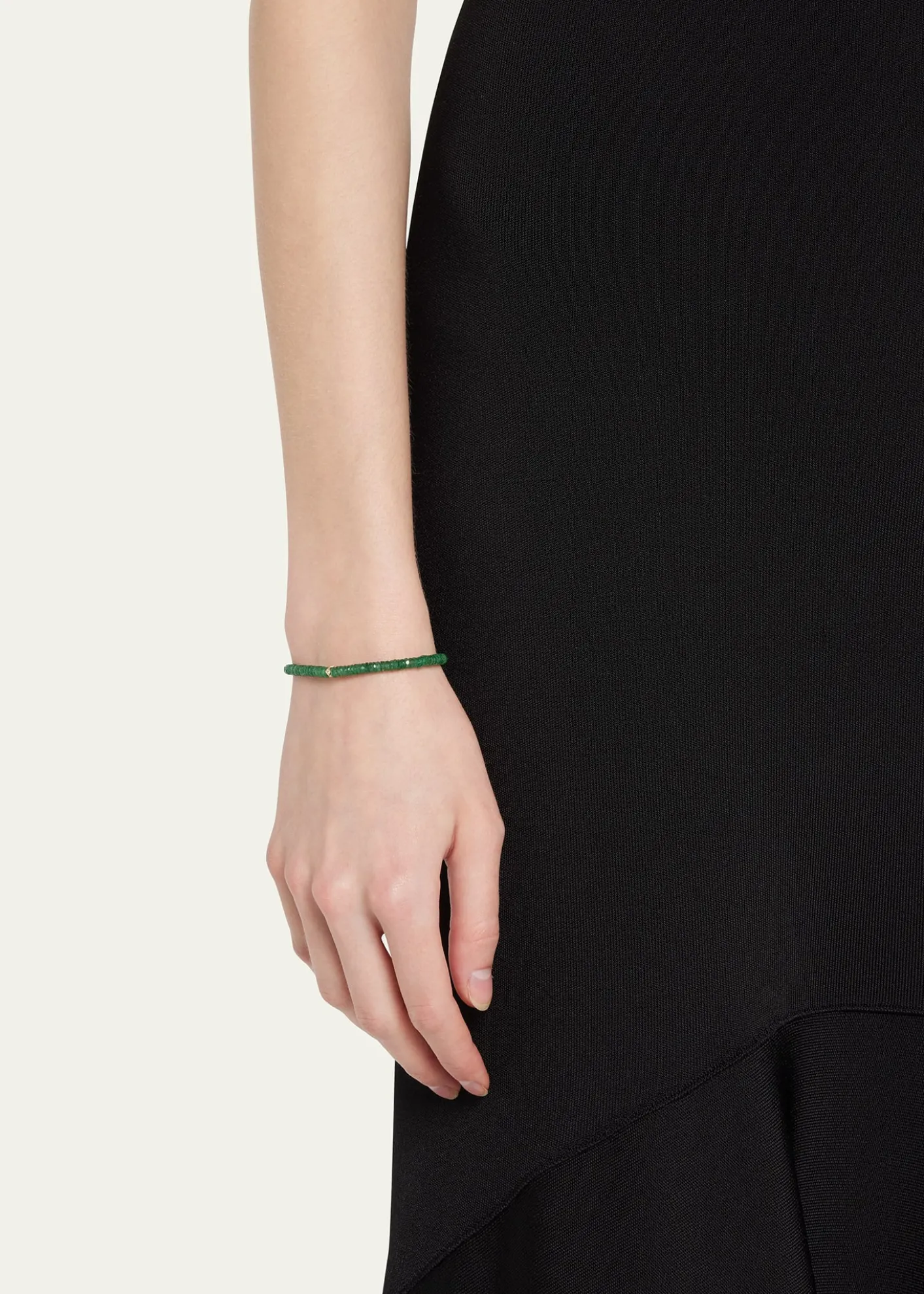 Sydney Evan4mm Diamond Eternity Rondelle on Green Aventurine Wheel Bead Bracelet