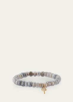 Sydney EvanMystic Grey Moonstone and Diamond Mushroom Charm Bracelet