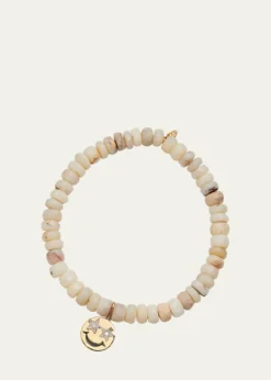Sydney EvanOpal Beaded Bracelet with 14K Gold Diamond Happy Face Charm