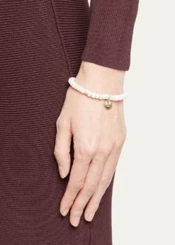 Sydney EvanOpal Beaded Bracelet with 14K Gold Diamond Happy Face Charm