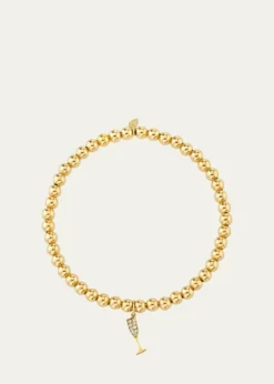 Sydney EvanSmall Champagne Glass Charm on 14K Yellow Gold Ball Bracelet