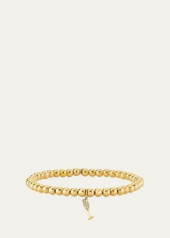 Sydney EvanSmall Champagne Glass Charm on 14K Yellow Gold Ball Bracelet
