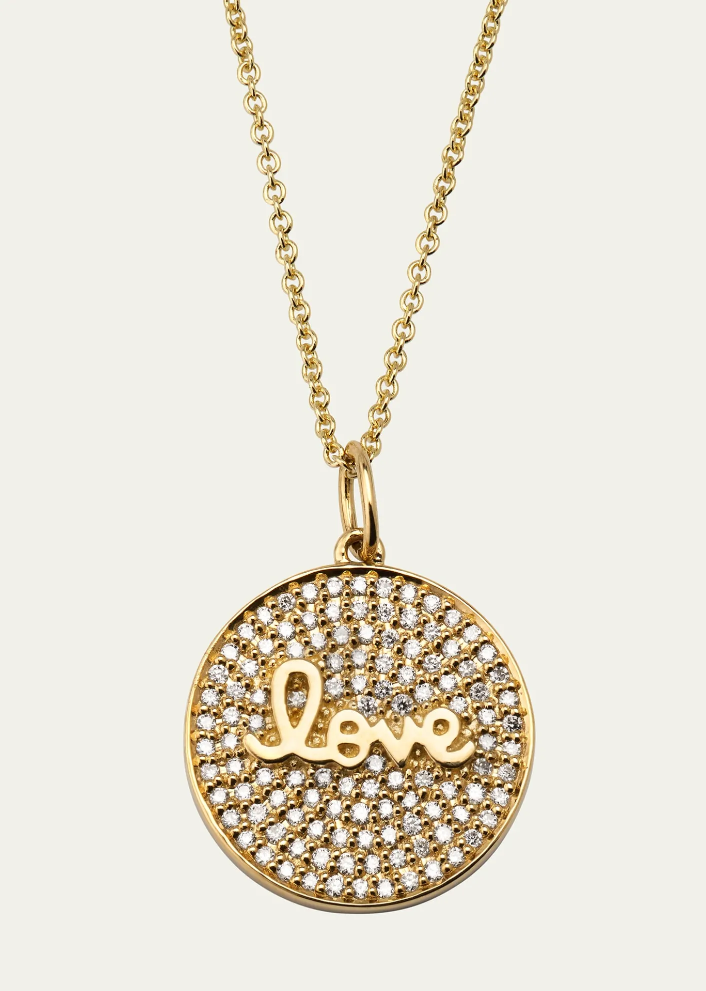 Sydney EvanDiamond Love Script Medallion Necklace