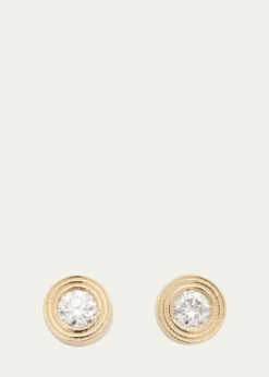 Sydney EvanFluted 14K Gold and Diamond Stud Earrings