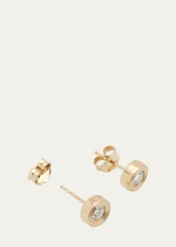 Sydney EvanFluted 14K Gold and Diamond Stud Earrings