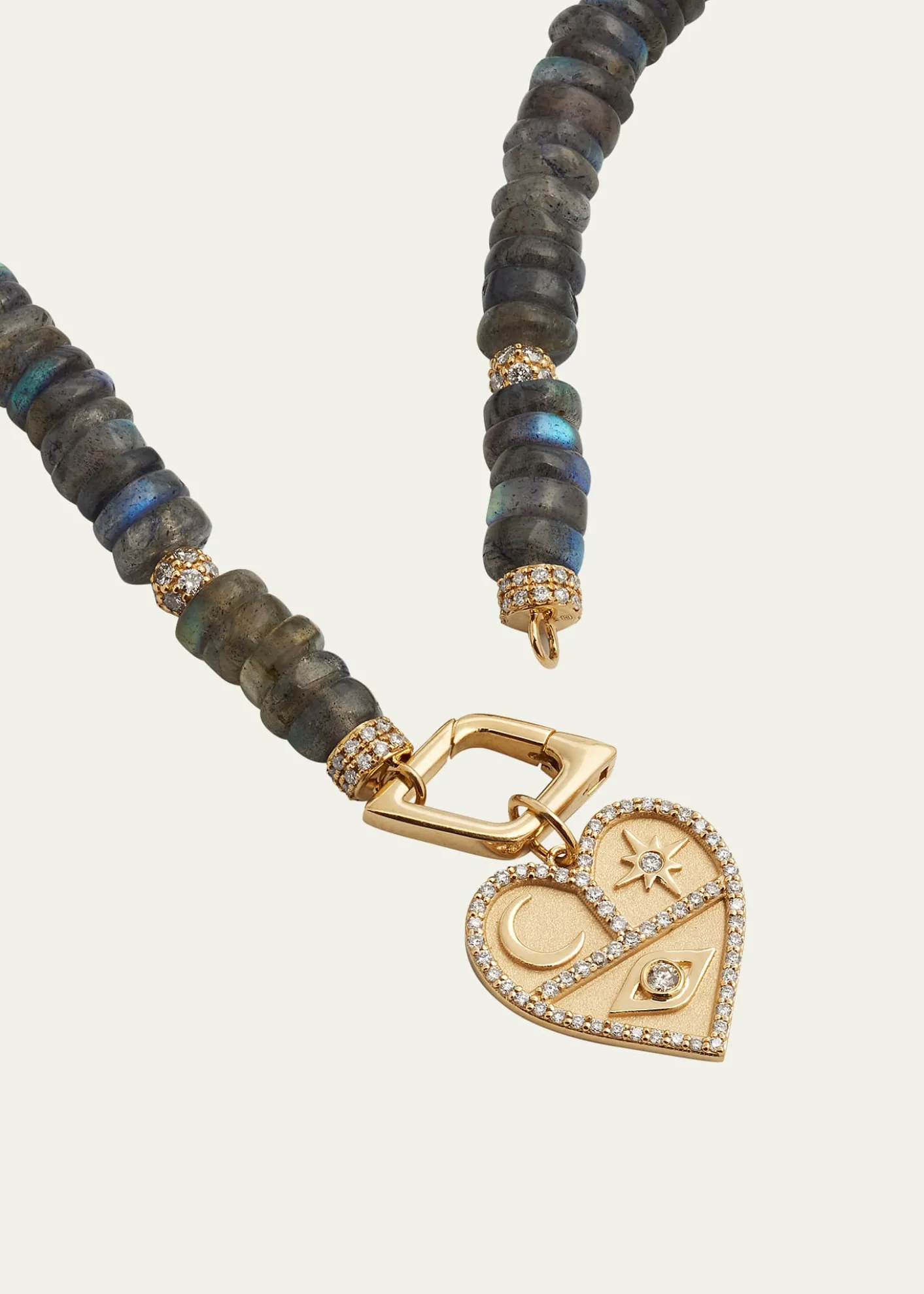 Sydney Evan14K Diamond and Labradorite Necklace with Icon Heart Charm
