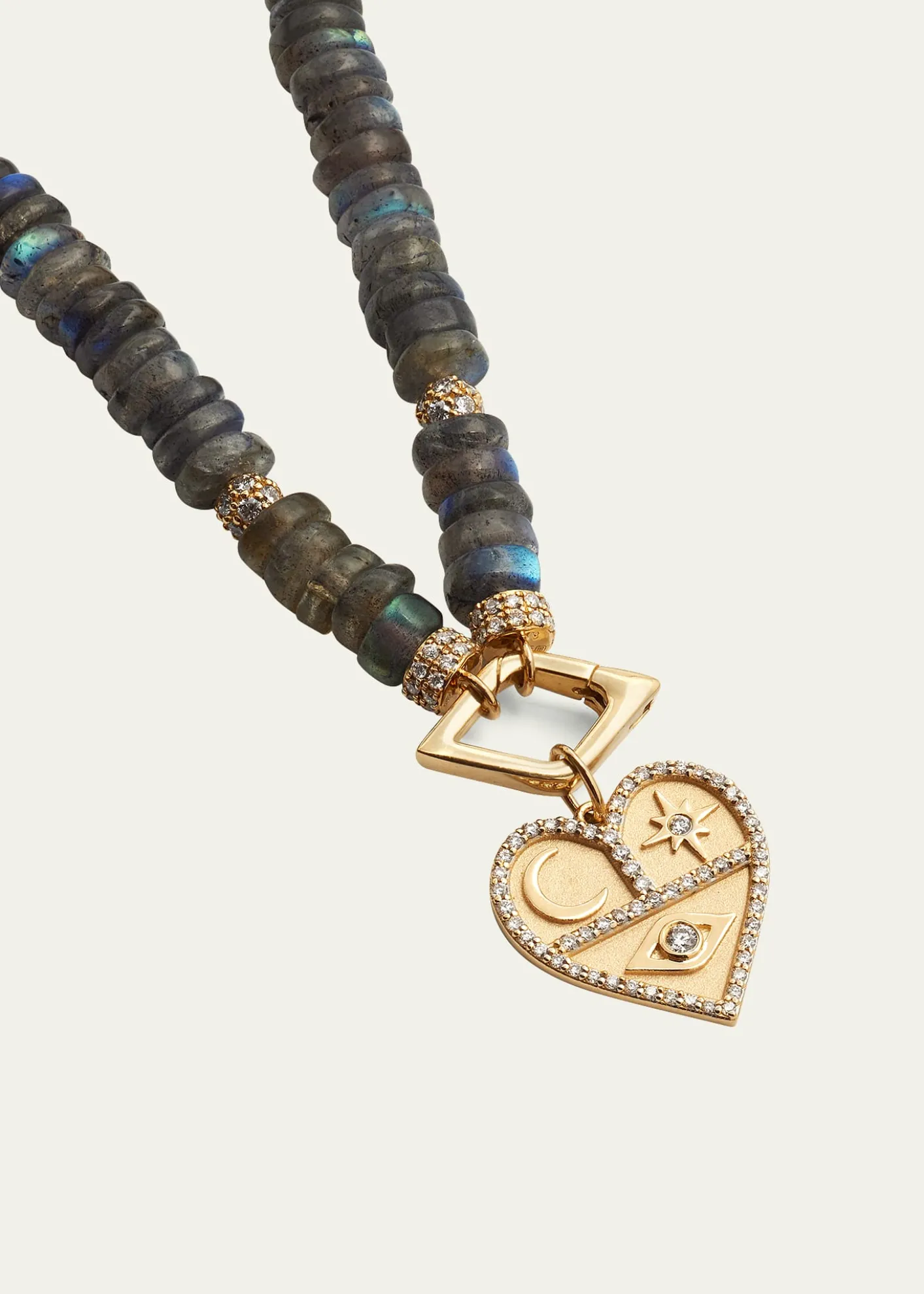 Sydney Evan14K Diamond and Labradorite Necklace with Icon Heart Charm