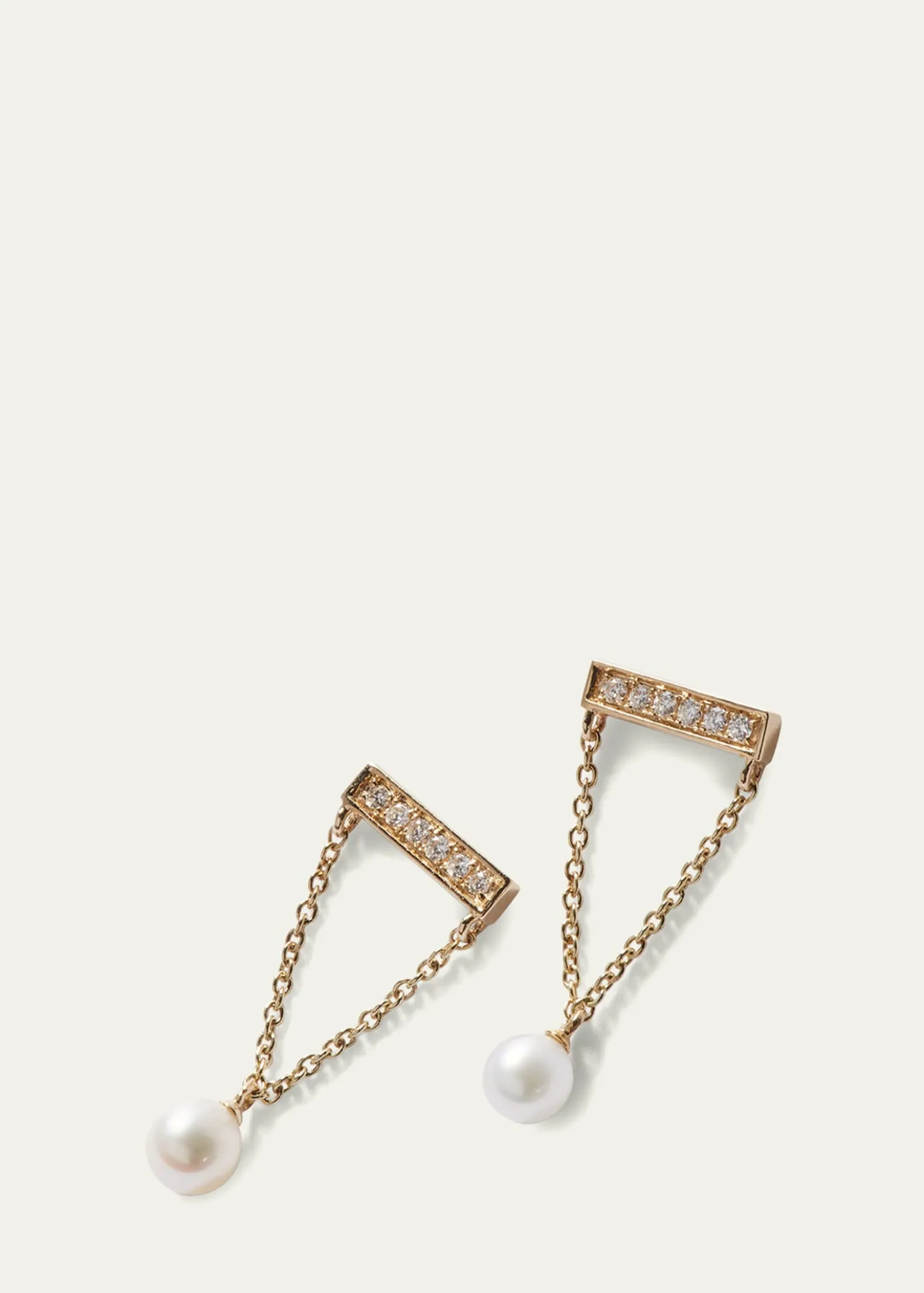 Sydney Evan14k Diamond Bar & Pearl Earrings