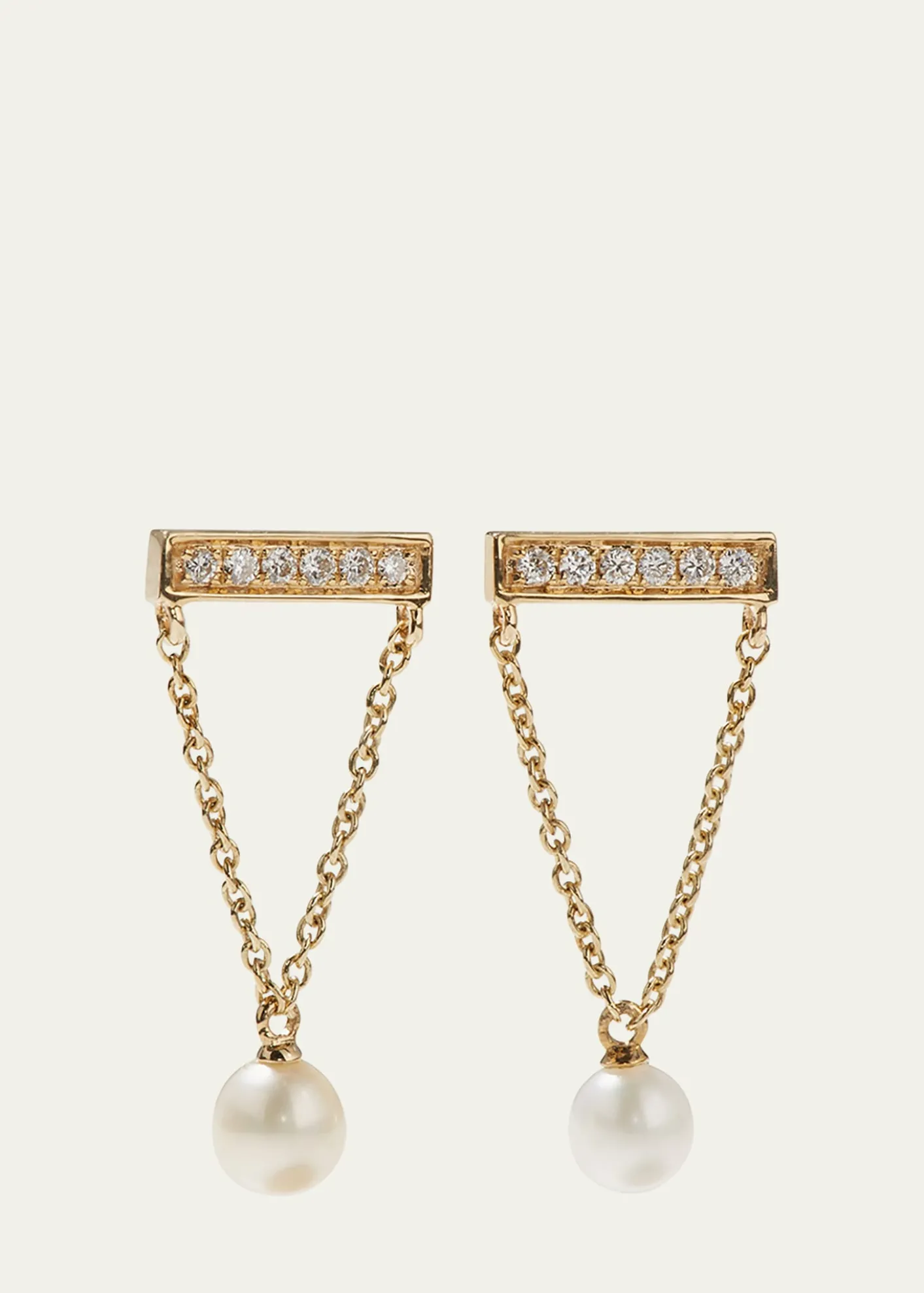 Sydney Evan14k Diamond Bar & Pearl Earrings