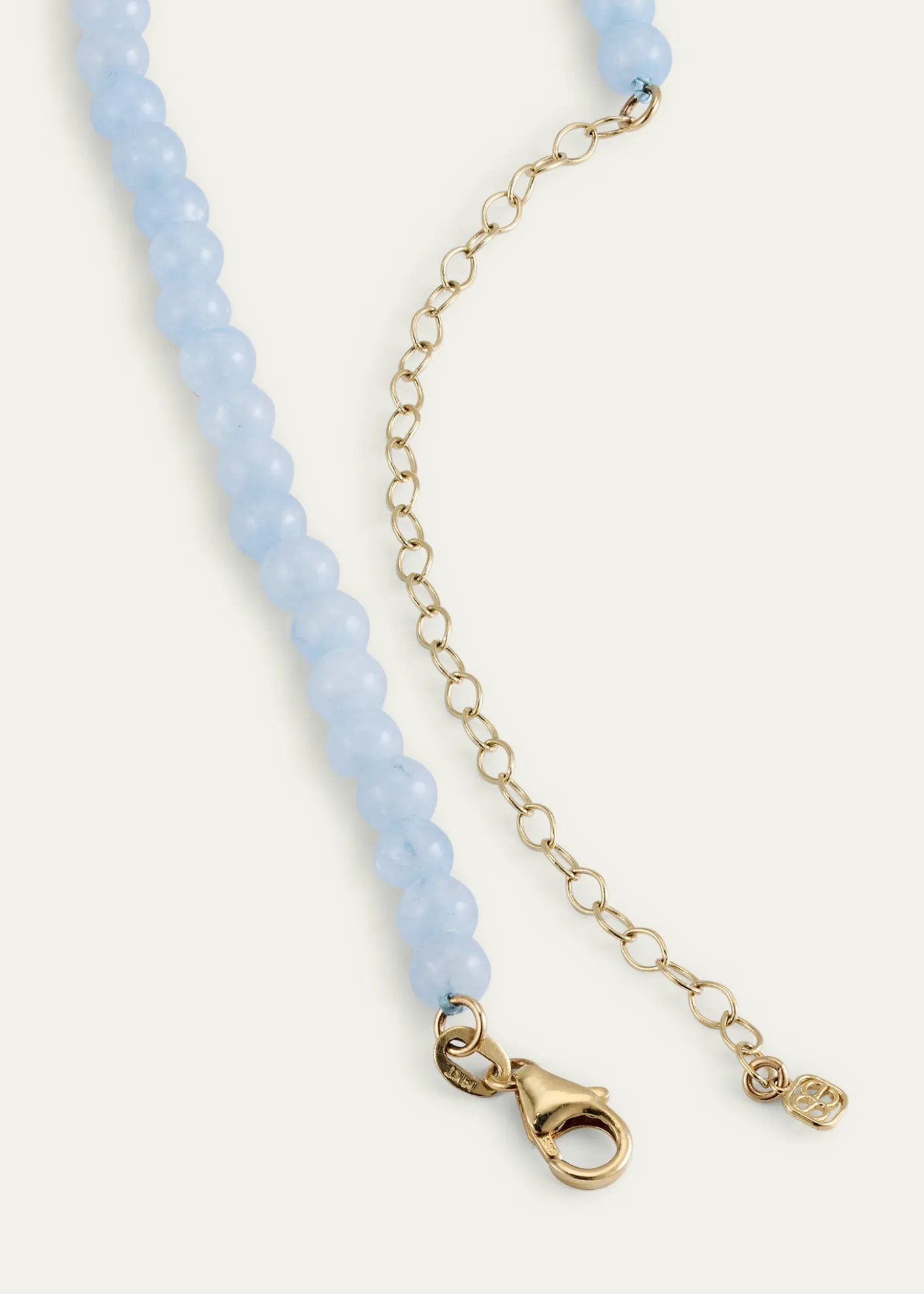 Sydney Evan14K Diamond Bezel Rondelle Choker with Aquamarine Beads