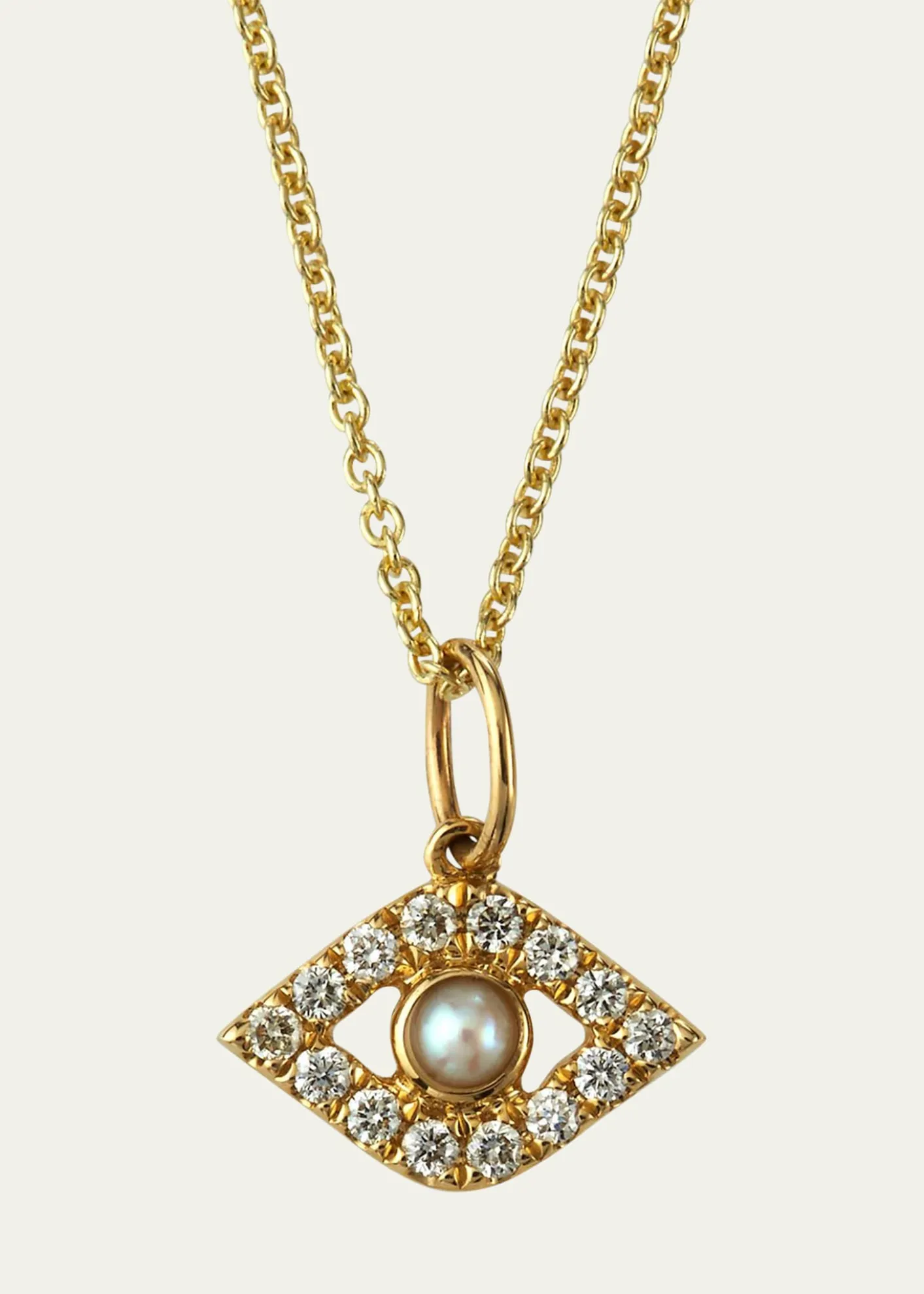 Sydney Evan14k Diamond Evil Eye and Pearl Necklace