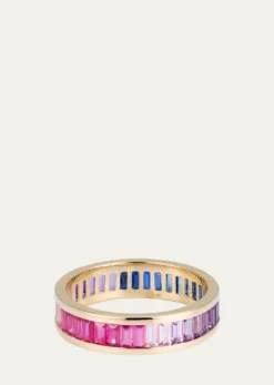 Sydney Evan14K Gold and Gemstone Channel-Set Baguette Eternity Ring
