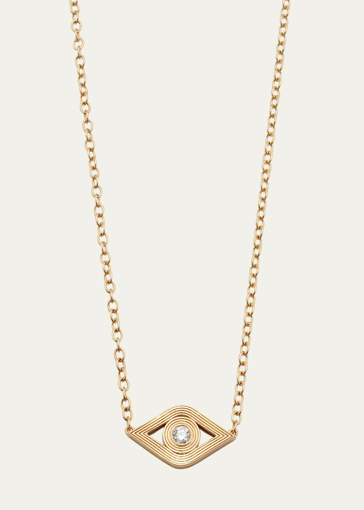 Sydney Evan14K Gold Chain Fluted Evil Eye Diamond Necklace