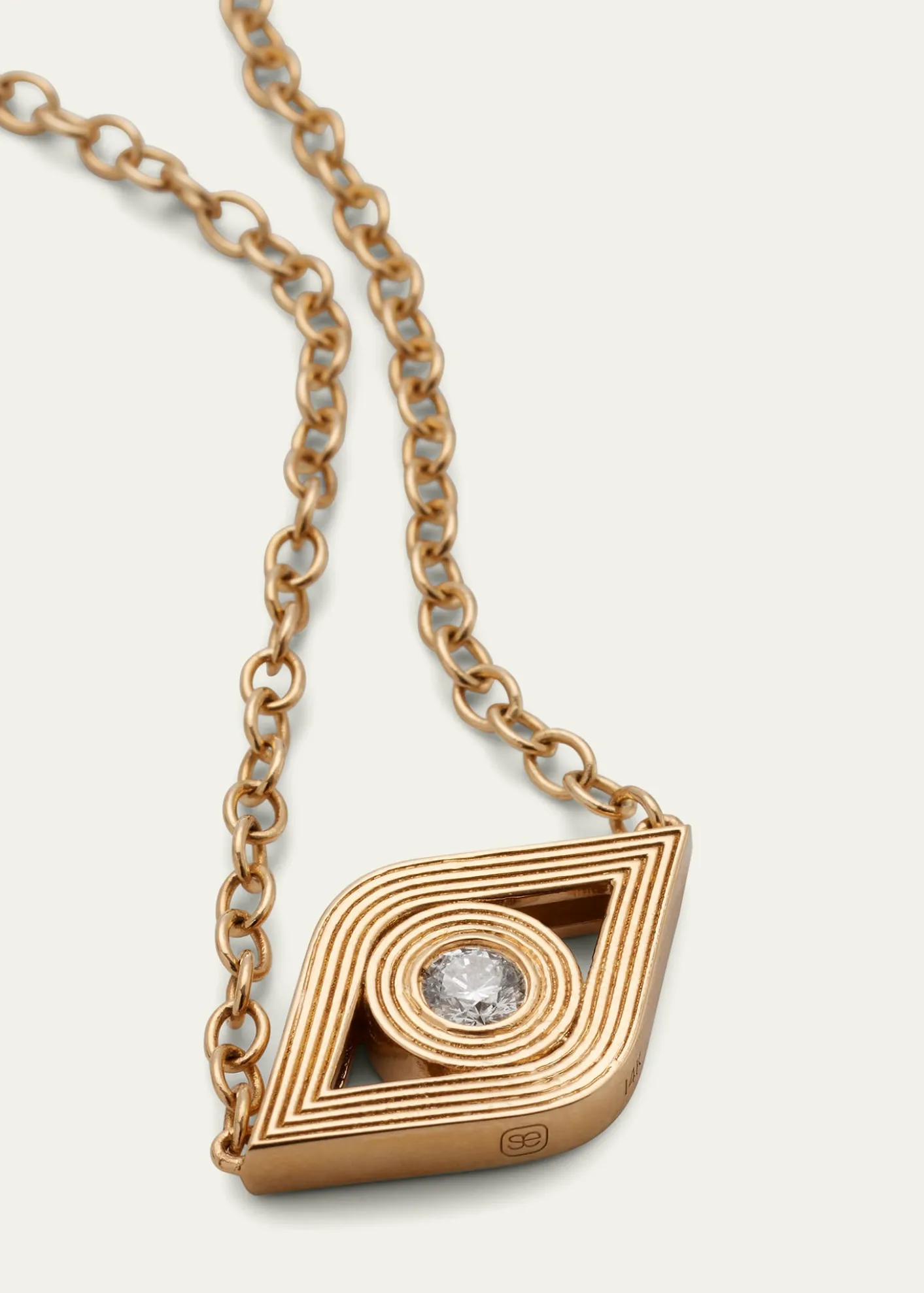 Sydney Evan14K Gold Chain Fluted Evil Eye Diamond Necklace