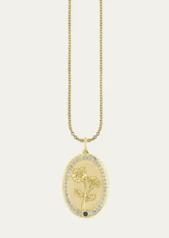Sydney Evan14K Gold Diamond Birth Flower Charm Necklace, September