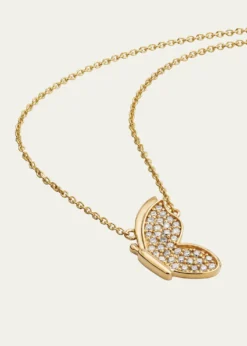 Sydney Evan14K Gold Diamond Pavé In Flight Butterfly Necklace
