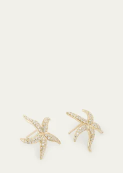 Sydney Evan14K Gold Diamond Starfish Stud Earrings
