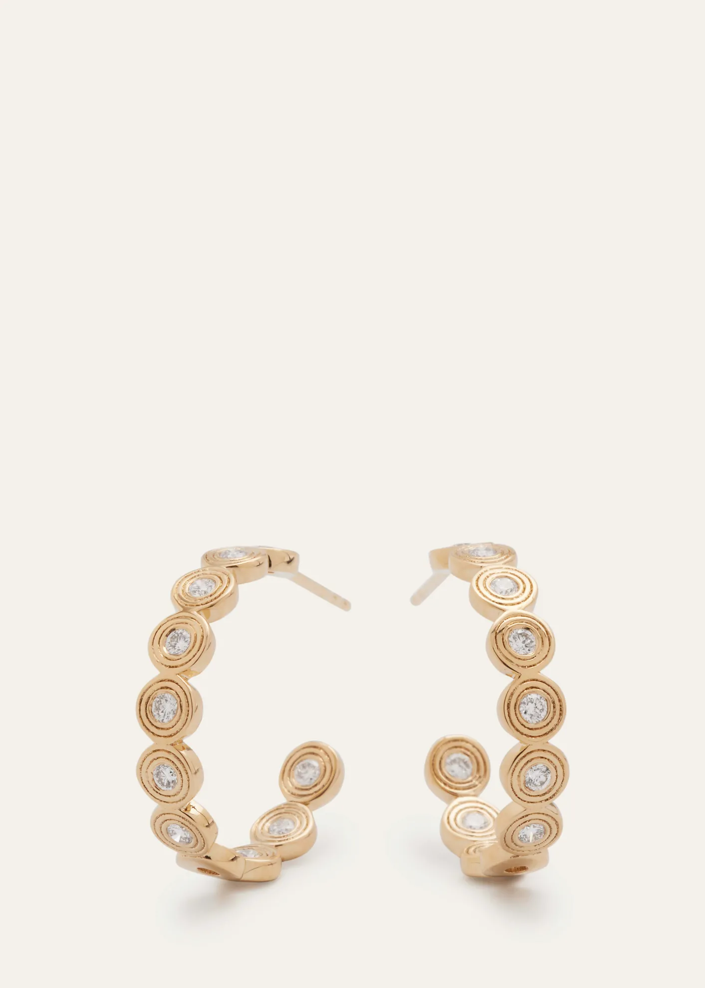 Sydney Evan14k Gold Fluted Diamond Earrings