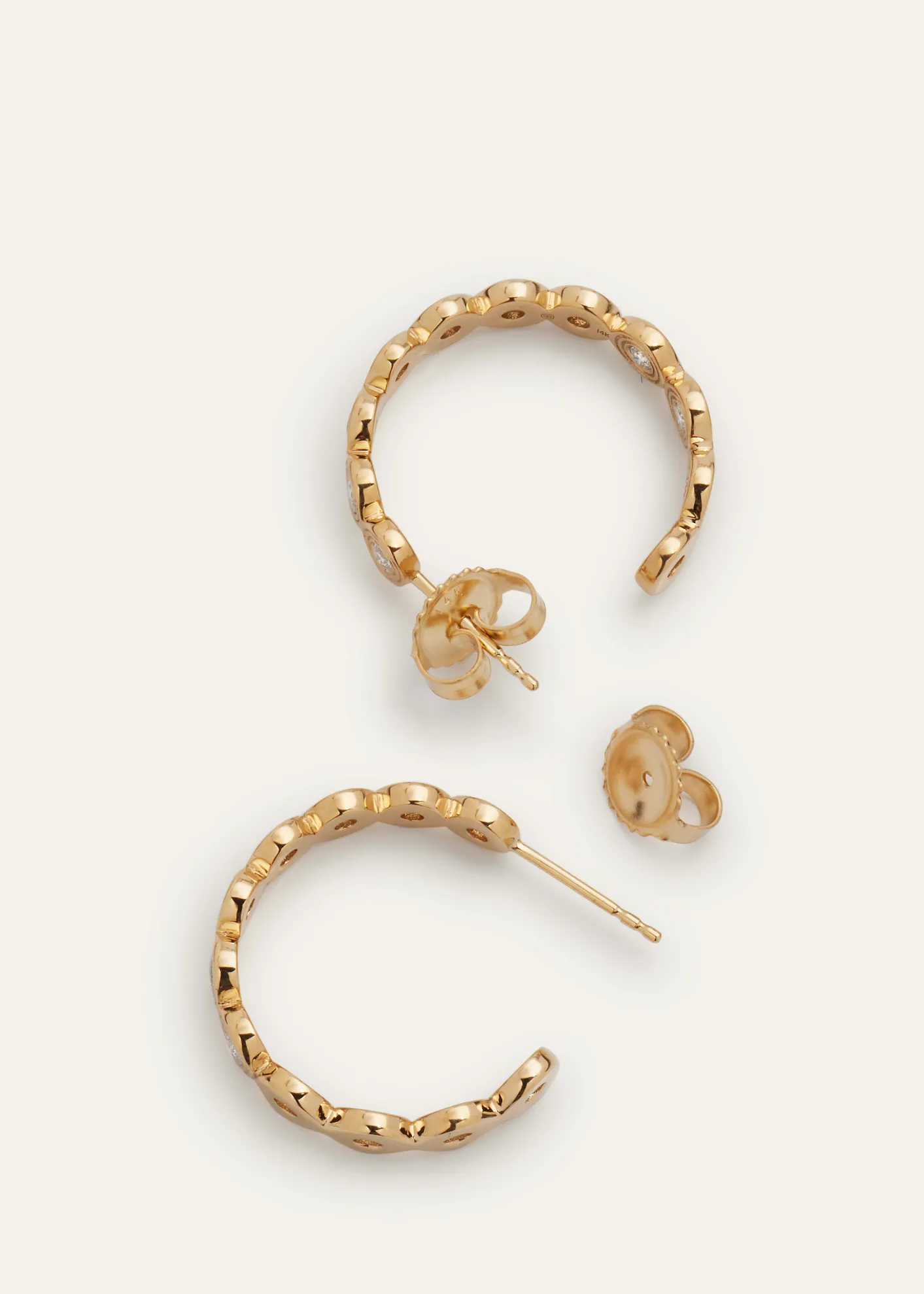 Sydney Evan14k Gold Fluted Diamond Earrings
