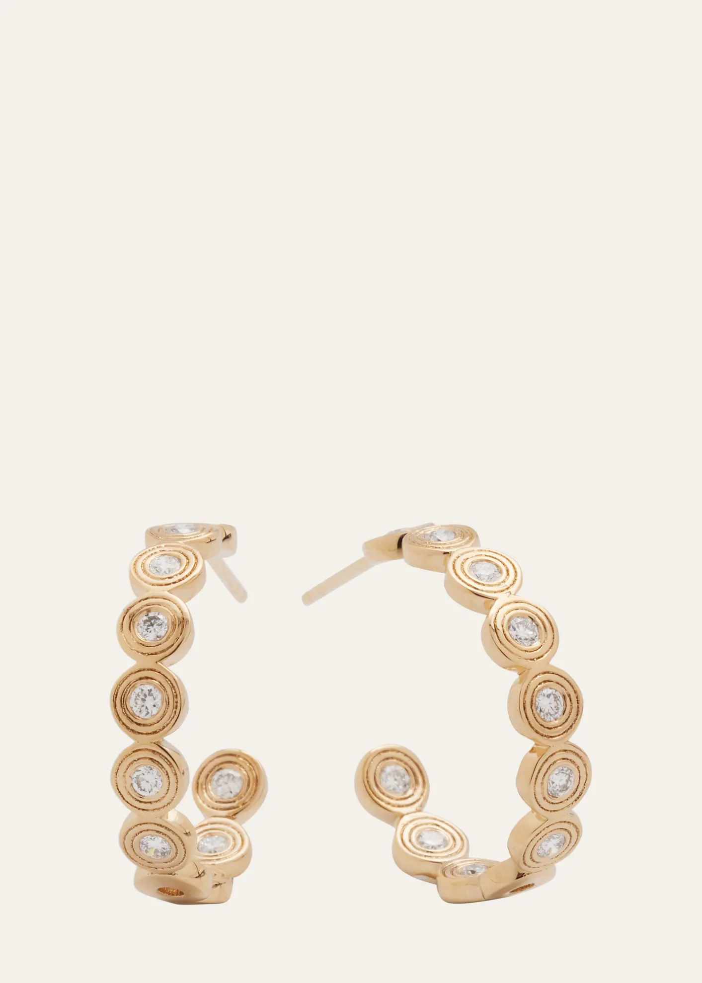 Sydney Evan14k Gold Fluted Diamond Earrings