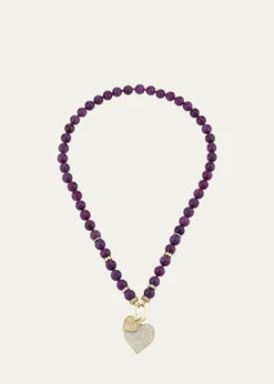Sydney Evan14K Gold Luxe Heart Ruby Bead Combo Necklace