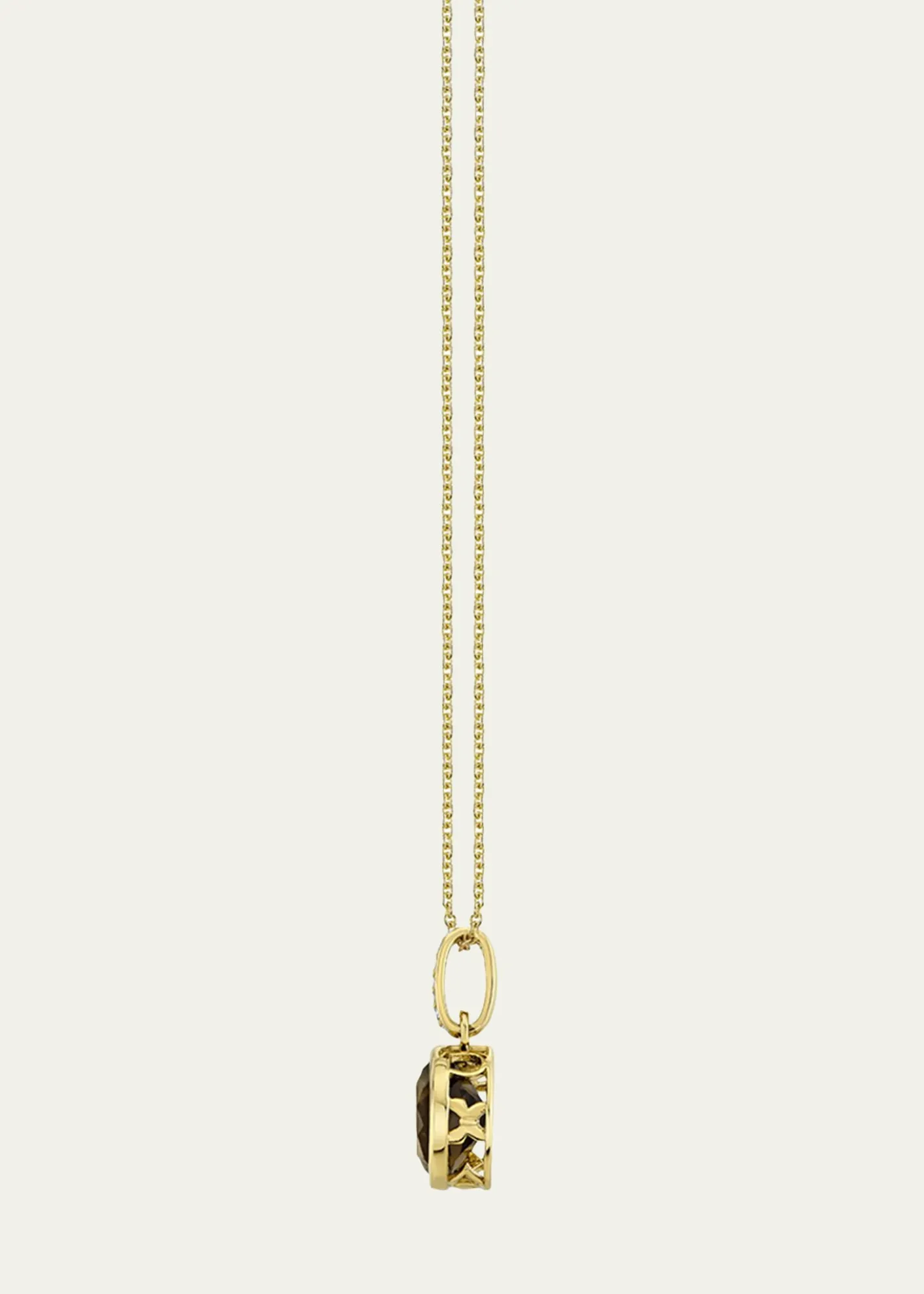 Sydney Evan14K Gold Smokey Topaz Icon Solitaire with Diamond Bail Necklace