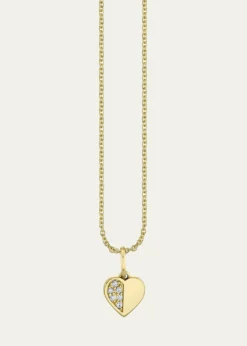Sydney Evan14K Half Pave Heart Charm Necklace