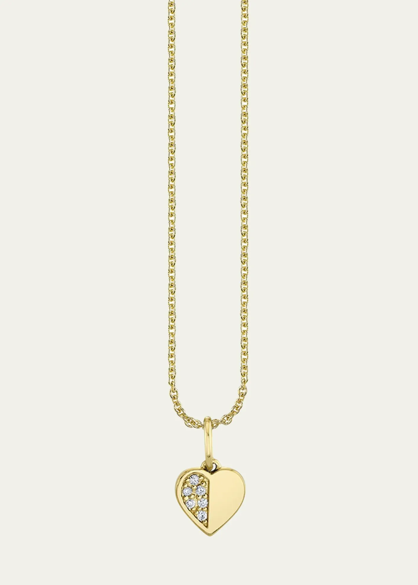 Sydney Evan14K Half Pave Heart Charm Necklace