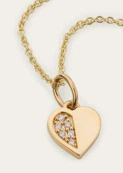 Sydney Evan14K Half Pave Heart Charm Necklace