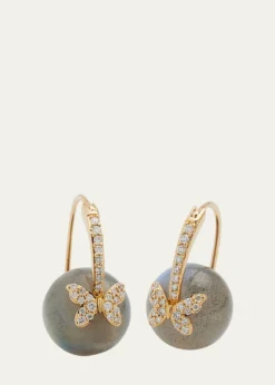Sydney Evan18k Labradorite Bead and Diamond Butterfly Earrings
